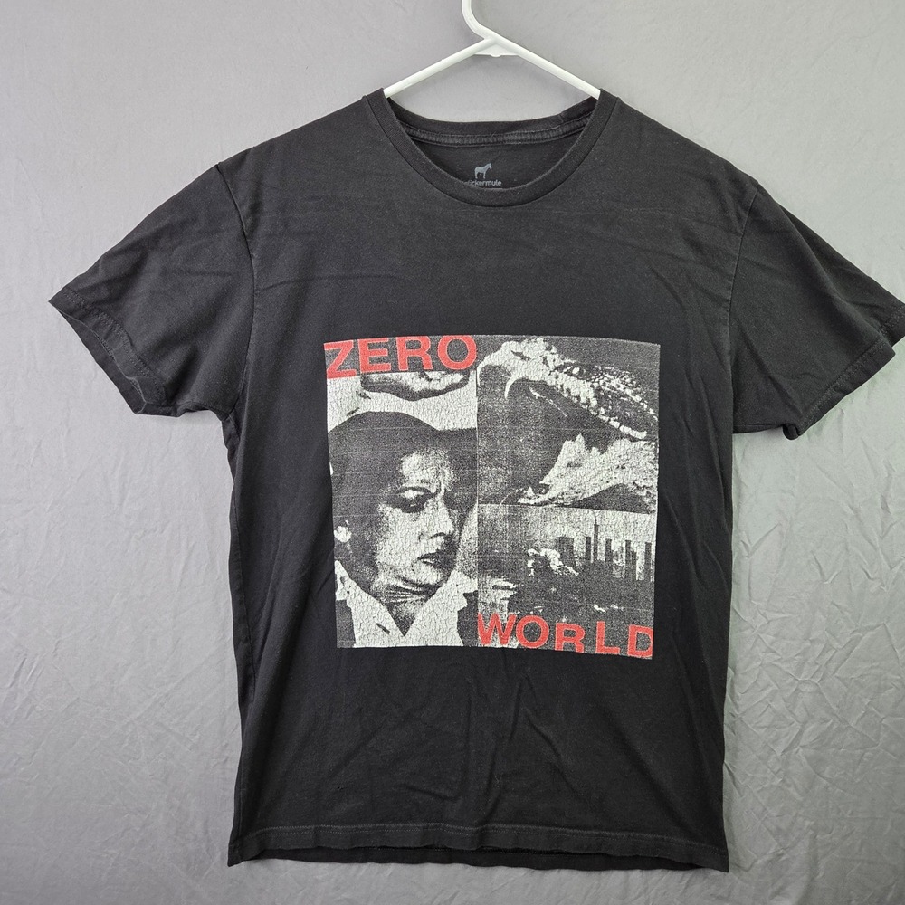 Stickermule Zero World Graphic T-Shirt Mens Medium Black Good Indie Streetwear